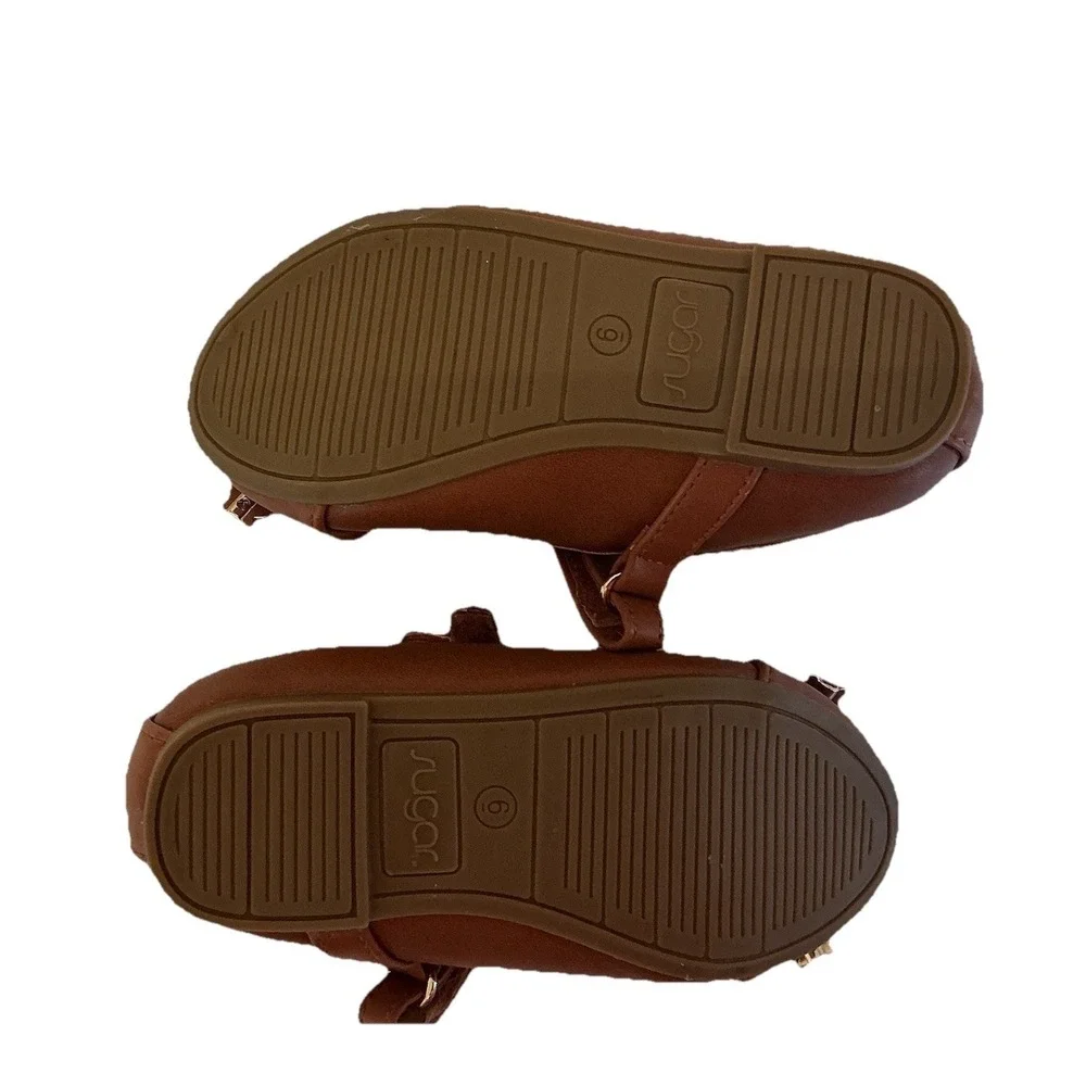 Girls Sugar Brown Mary Jane Dress Shoes Butterfly Bows - Toddler‎ Size 6